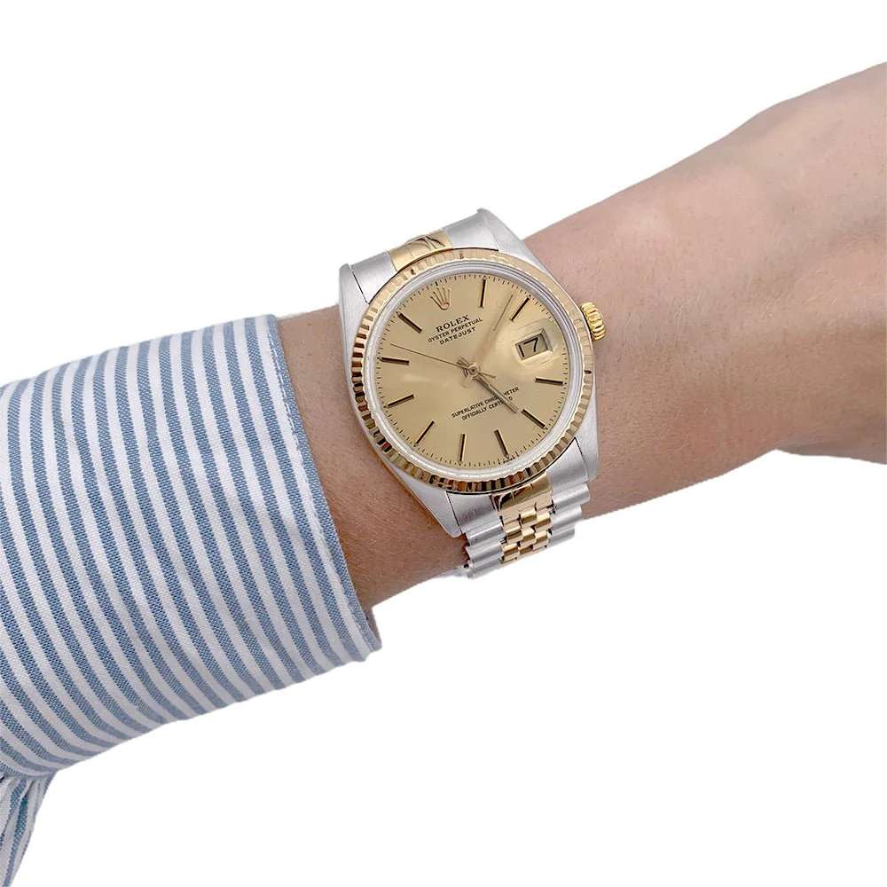 Montre ROLEX "Oyster Perpetual Datejust", or jaune et acier. - Image 6