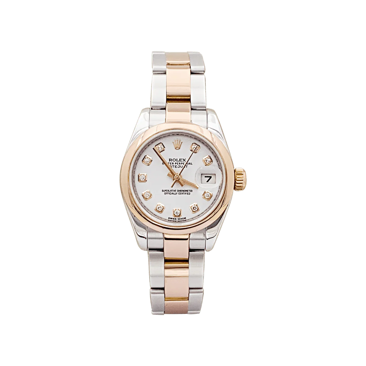Montre ROLEX, "Oyster Perpetual Datejust" en or rose, acier et diamant