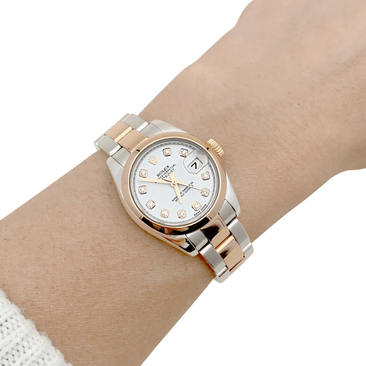 Montre ROLEX, "Oyster Perpetual Datejust" en or rose, acier et diamant - Image 2