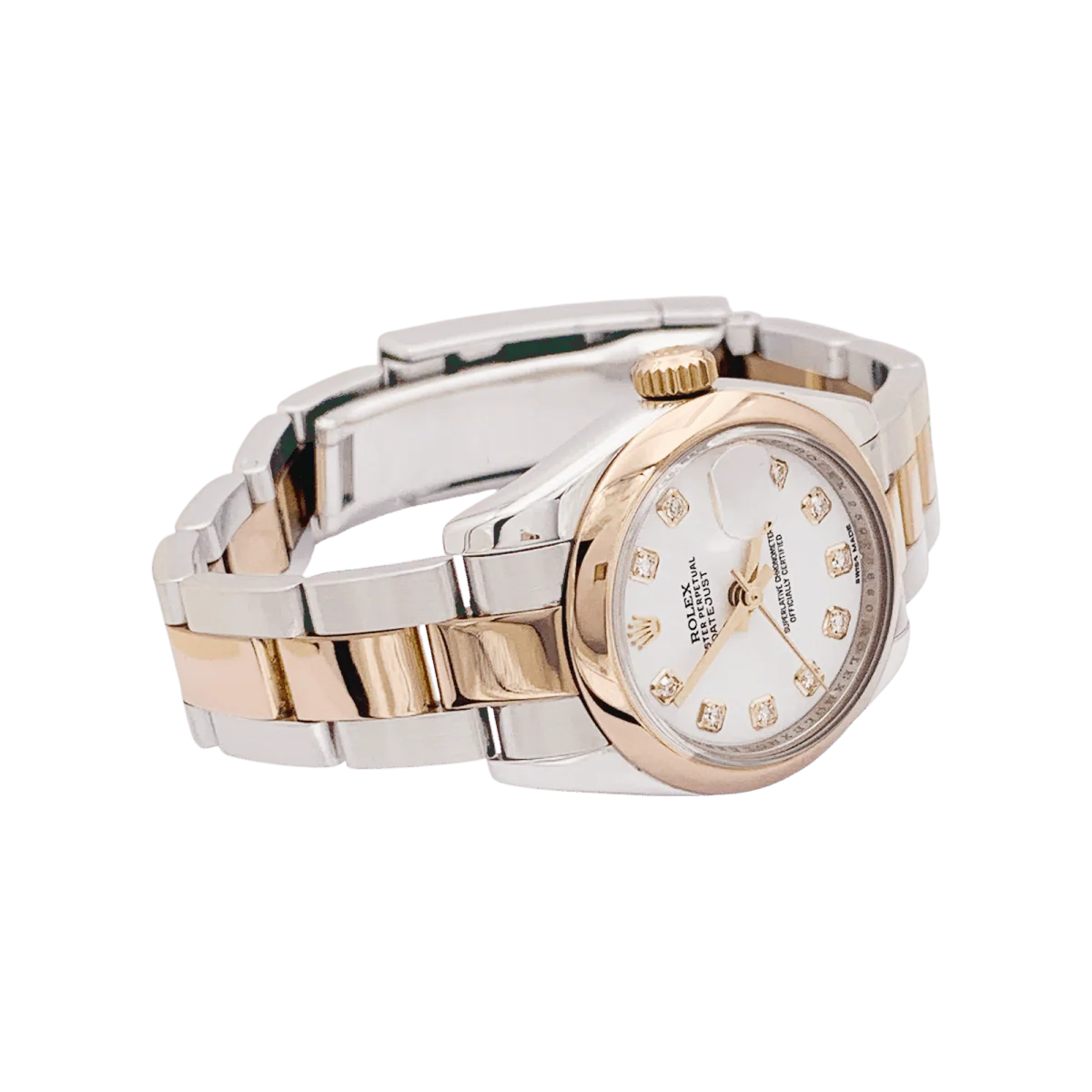 Montre ROLEX, "Oyster Perpetual Datejust" en or rose, acier et diamant - Image 3