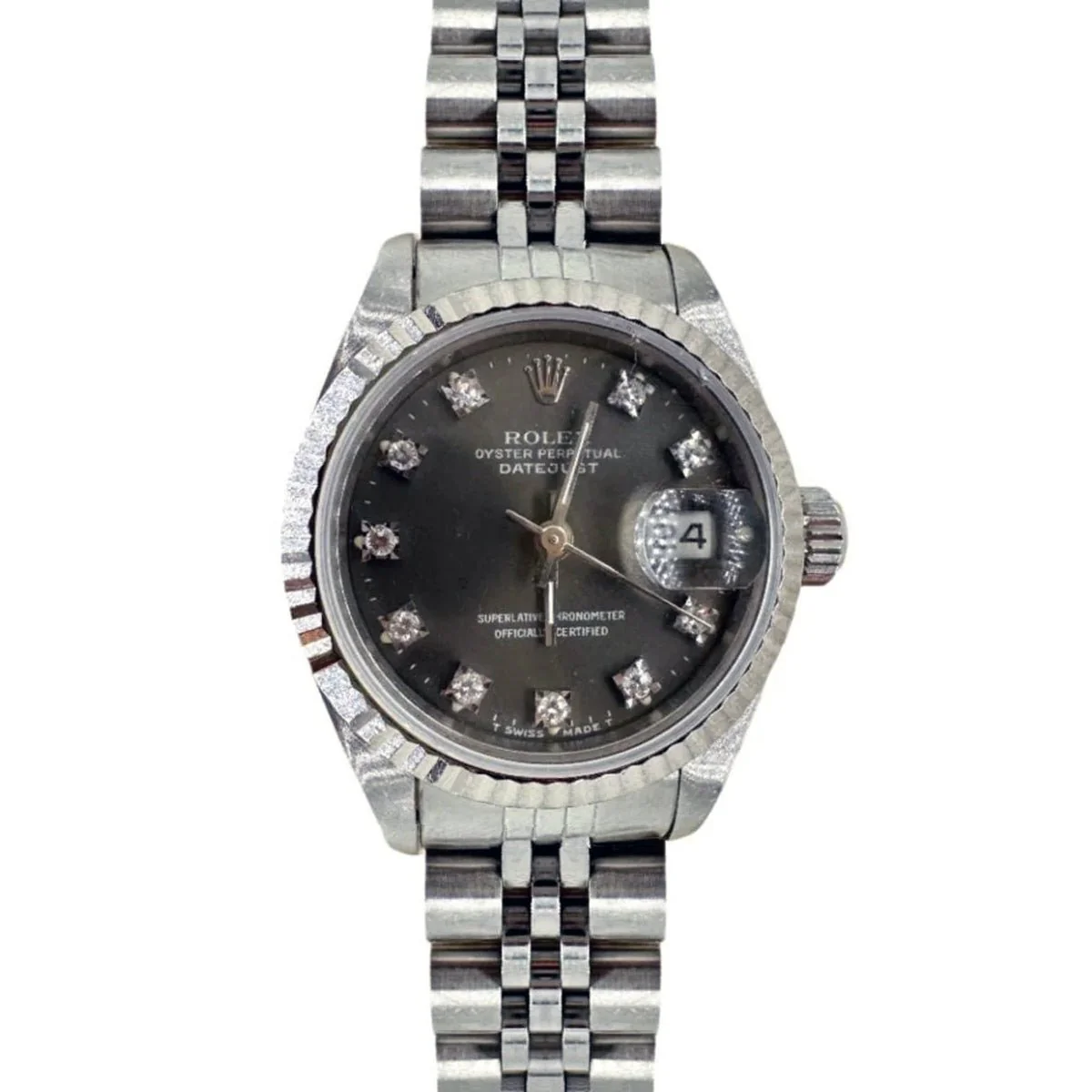 Montre ROLEX "Oyster Perpetual" en acier et diamants