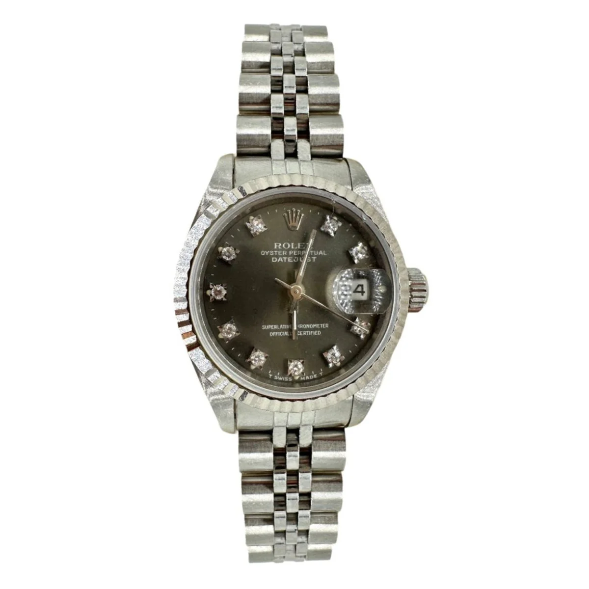 Montre ROLEX "Oyster Perpetual" en acier et diamants - Image 3