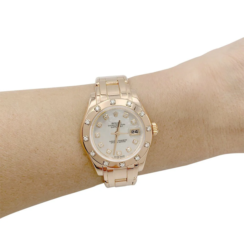 Montre Rolex, "Pearl Master", or rose, nacre et diamants. - Image 4