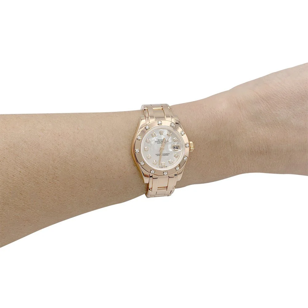 Montre Rolex, "Pearl Master", or rose, nacre et diamants. - Image 8