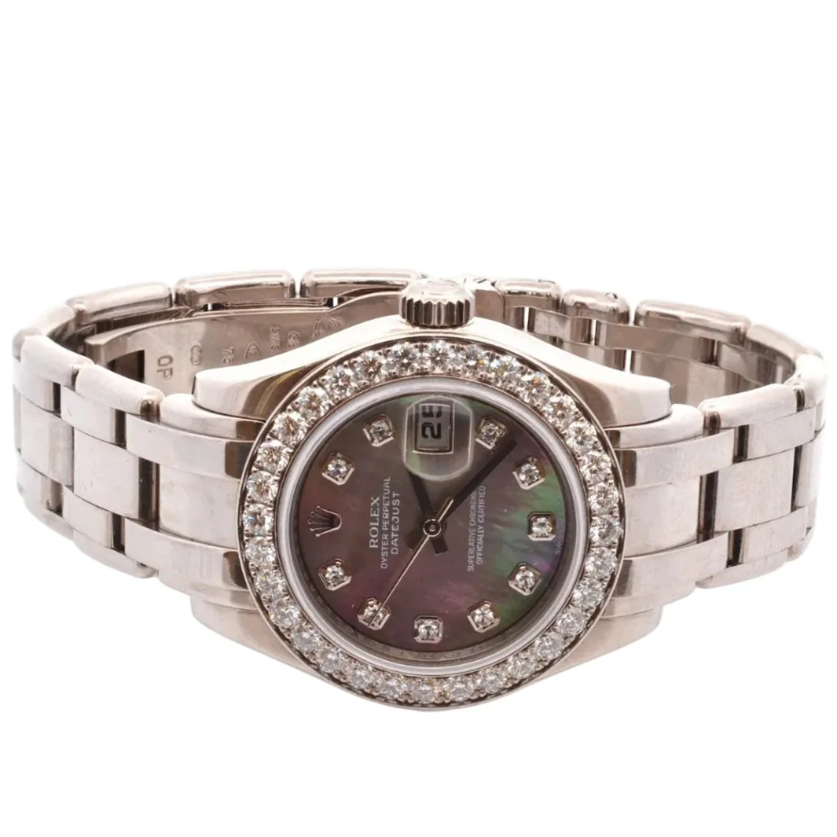 Montre ROLEX "Oyster Pearlmaster" en or blanc, saphir et diamants - Image 2