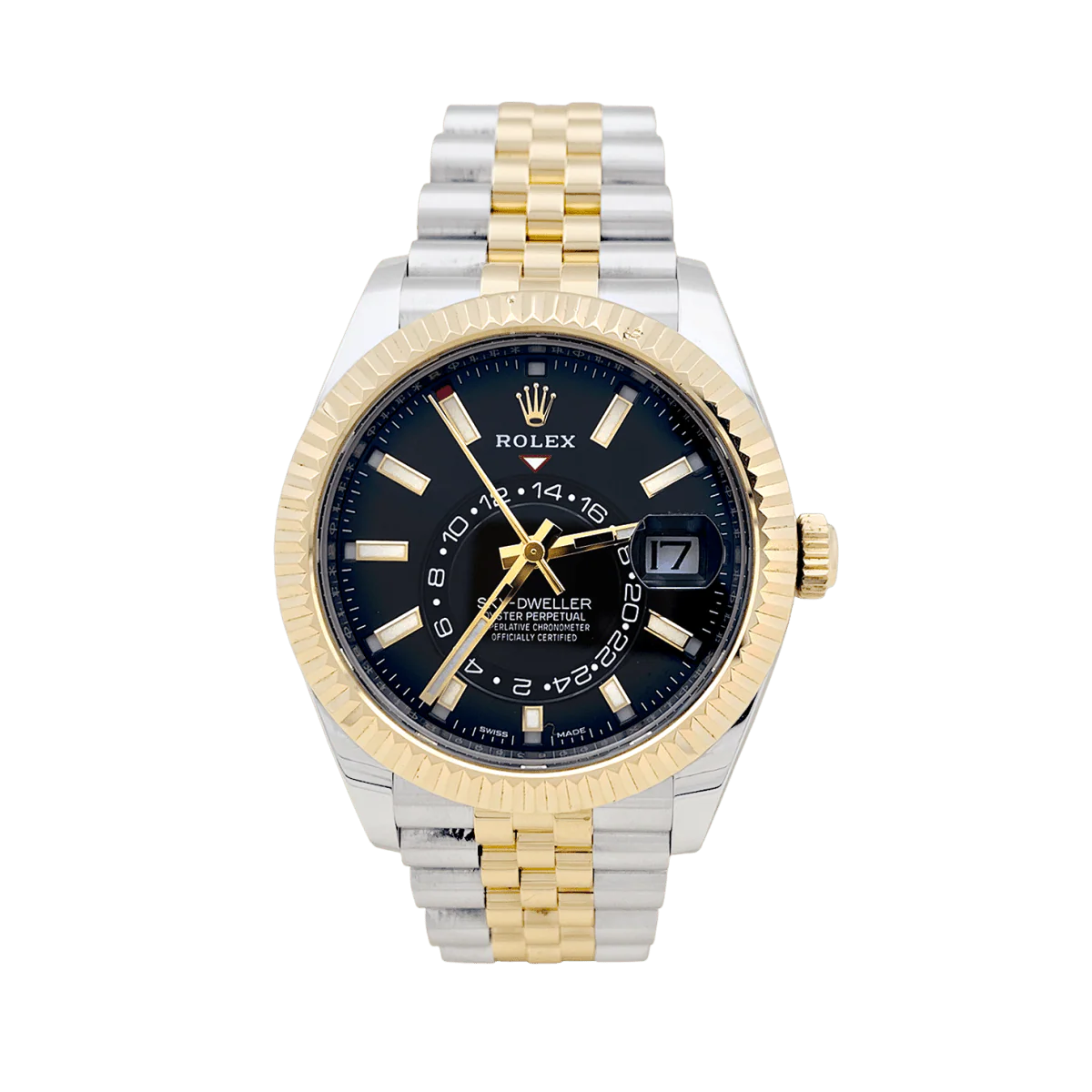Montre Rolex Sky Dweller en acier et or jaune