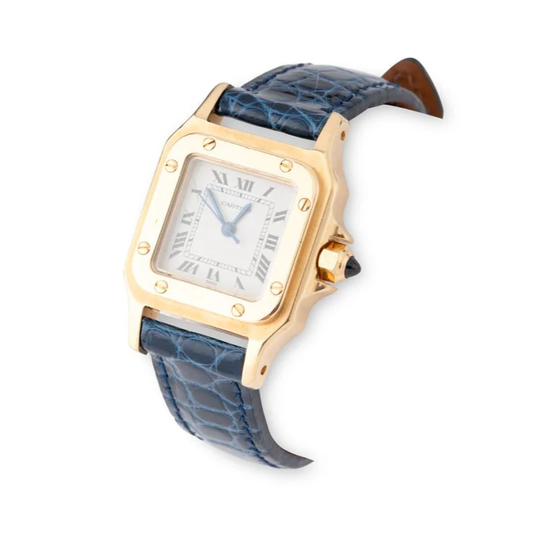 Montre CARTIER "Santos" en or jaune et cuir - Image 5