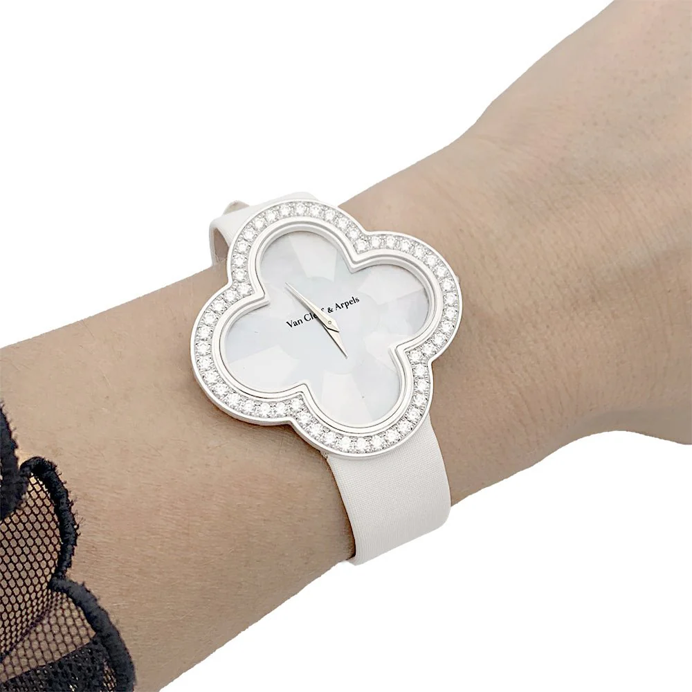 Montre Van Cleef & Arpels, "Alhambra", or blanc, diamants. - Image 6