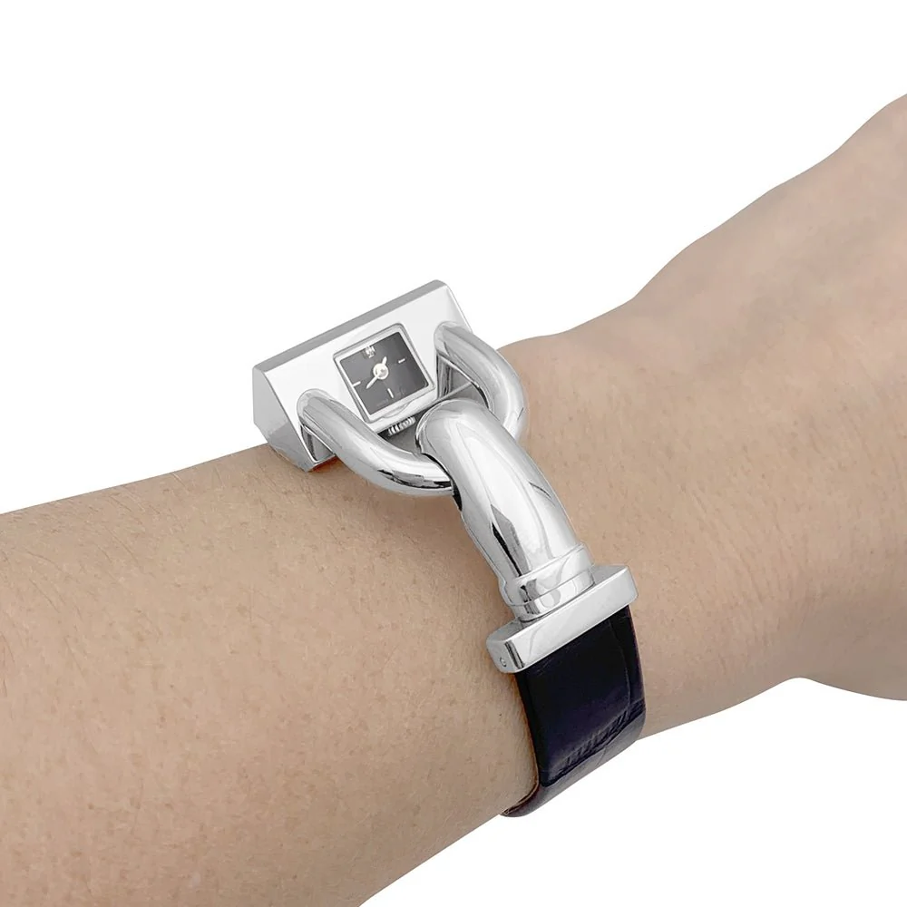 Montre Van Cleef & Arpels, "Cadenas", acier, cuir. - Image 3