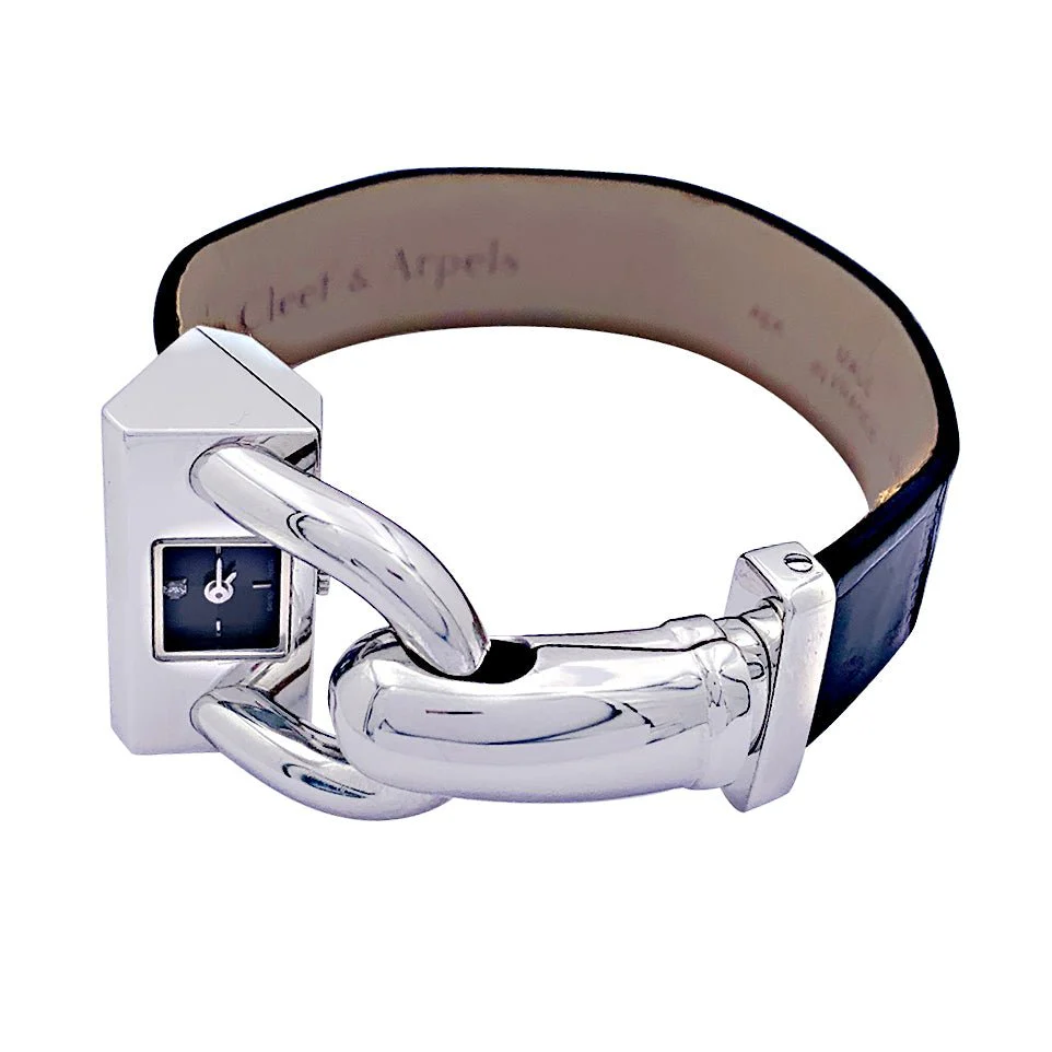 Montre Van Cleef & Arpels, "Cadenas", acier, cuir. - Image 5