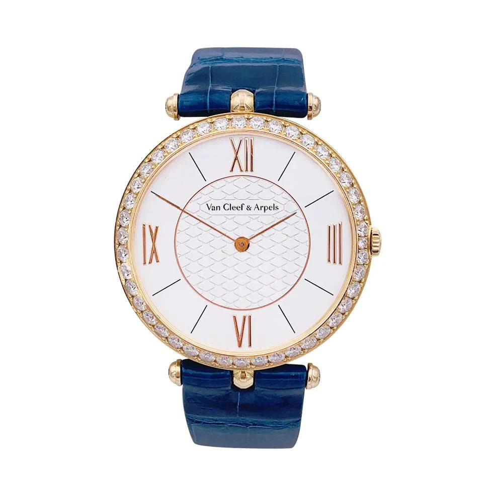 Montre VAN CLEEF & ARPELS "Pierre Arpels" en or rose, diamants et cuir
