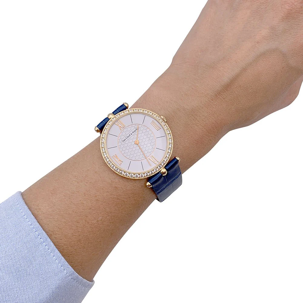 Montre VAN CLEEF & ARPELS "Pierre Arpels" en or rose, diamants et cuir - Image 2