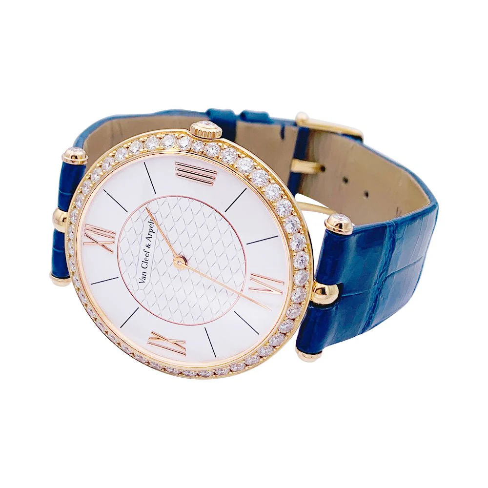 Montre VAN CLEEF & ARPELS "Pierre Arpels" en or rose, diamants et cuir - Image 3