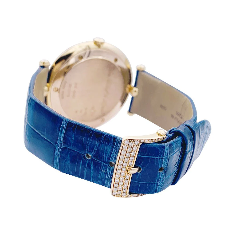 Montre VAN CLEEF & ARPELS "Pierre Arpels" en or rose, diamants et cuir - Image 4