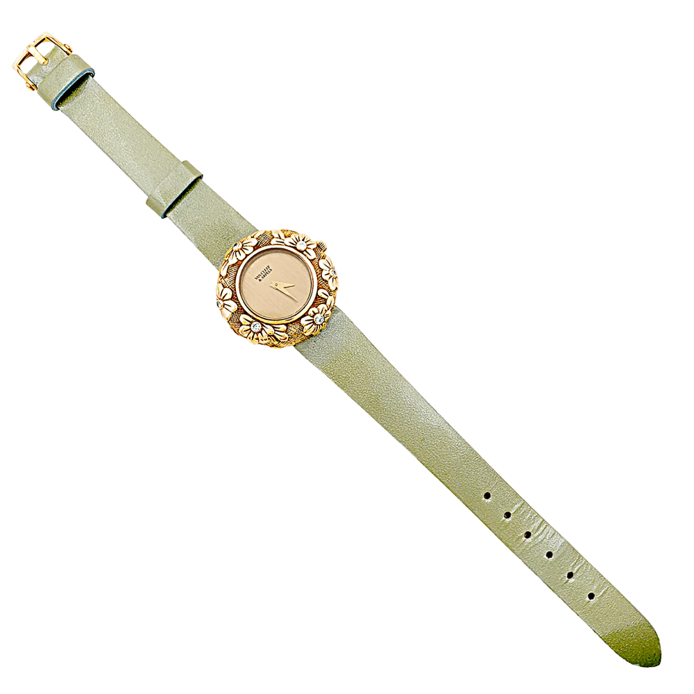 Montre VAN CLEEF & ARPELS "Tess" en or jaune, cuir et diamant - Image 3