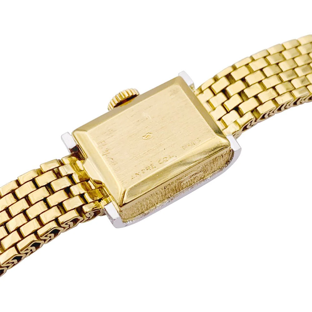 Montre vintage André Col, or jaune, platine, diamants. - Image 4