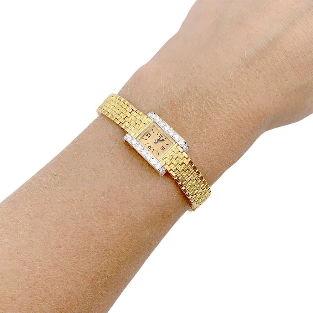Montre vintage André Col, or jaune, platine, diamants. - Image 7