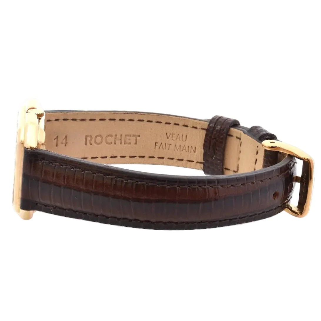 Montre BAUME & MERCIER en or jaune, cuir et saphir - Image 3