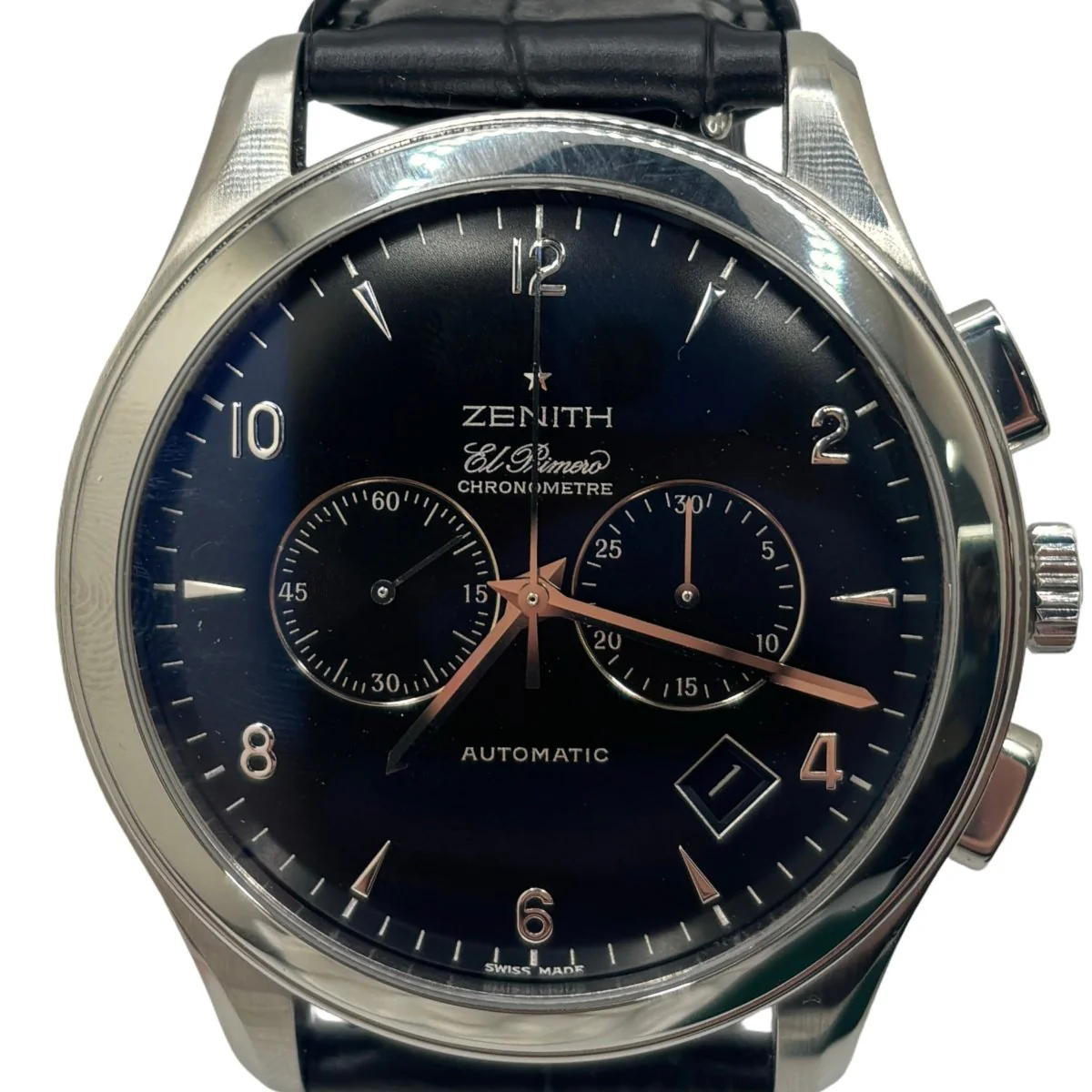 Montre ZENITH "El Primero" en acier et cuir