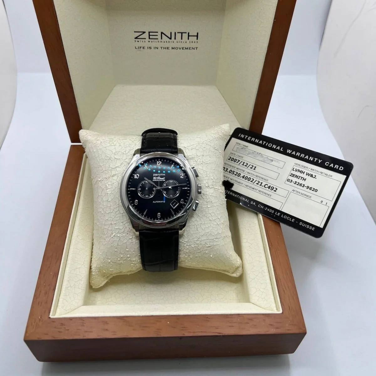 Montre ZENITH "El Primero" en acier et cuir - Image 8