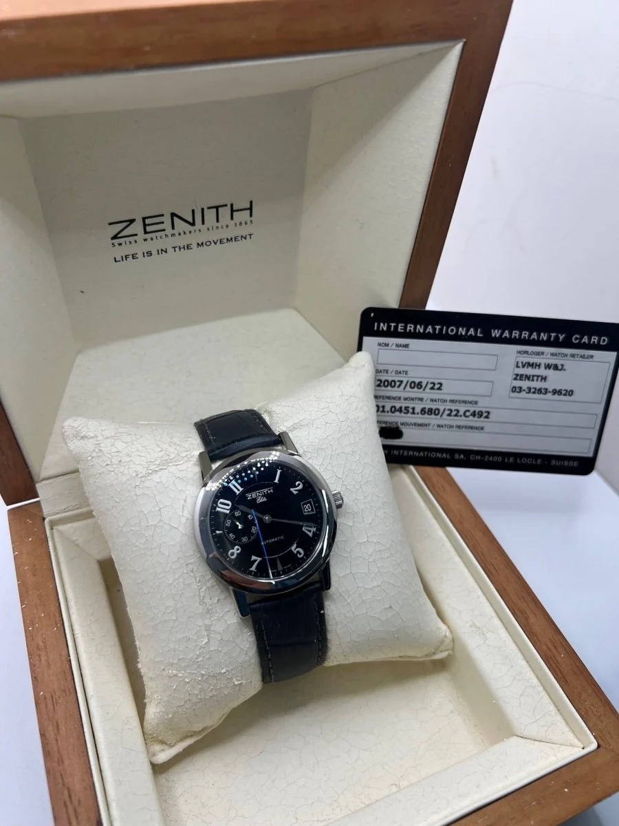 Montre ZENITH "Port Royal" en acier et cuir - Image 3