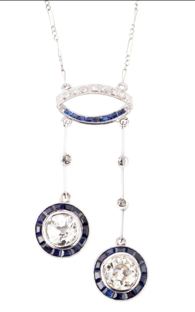 Négligé en saphirs et diamants taille ancienne