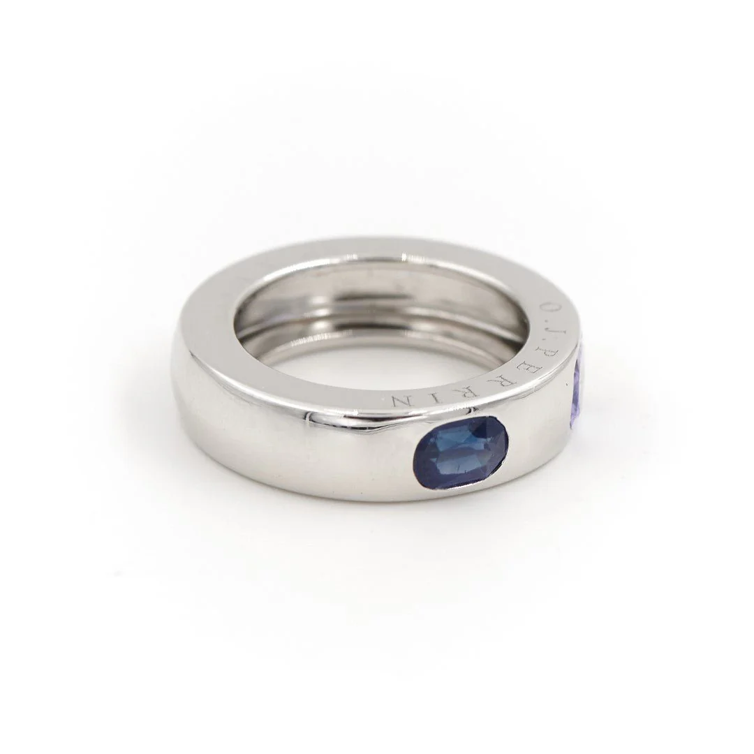 Bague Jonc O.J Perrin en or blanc, saphir et tanzanite - Image 3