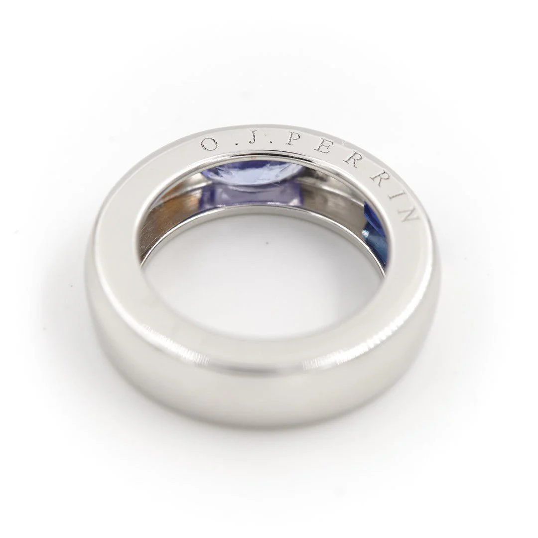 Bague Jonc O.J Perrin en or blanc, saphir et tanzanite - Image 5