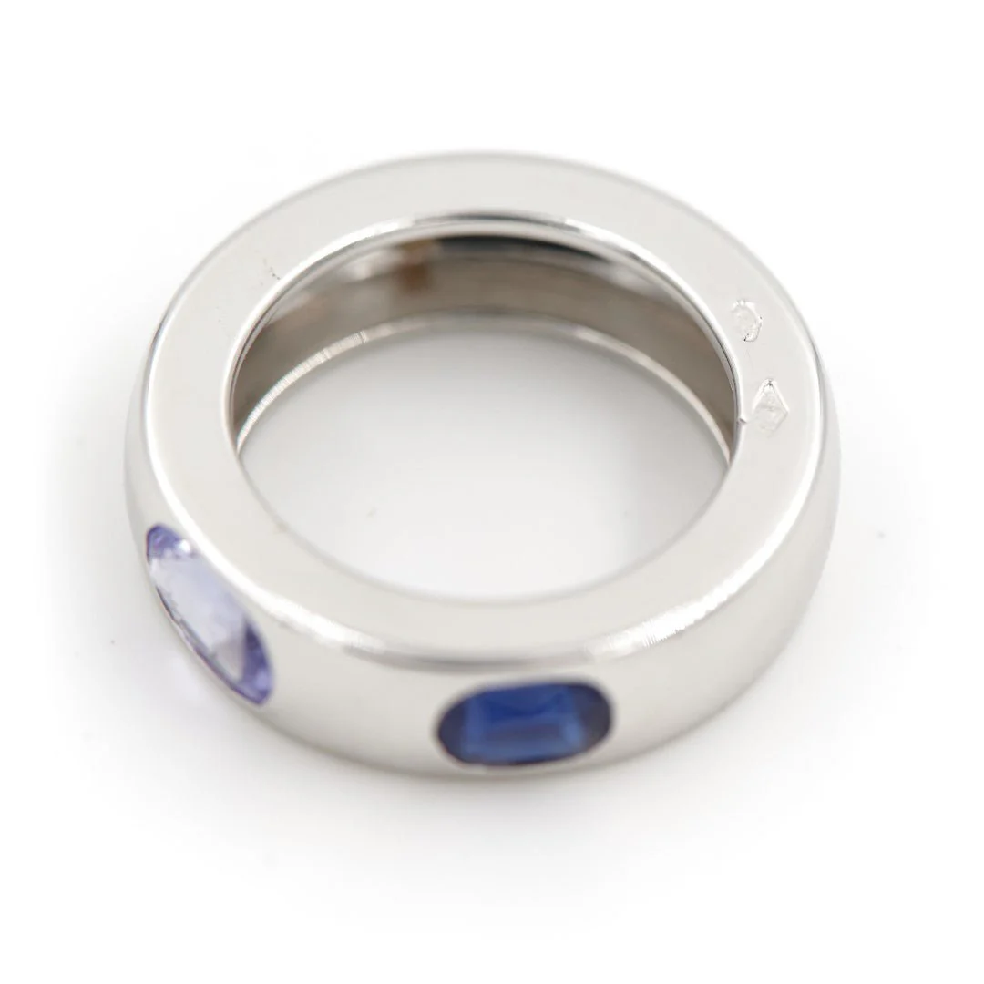 Bague Jonc O.J Perrin en or blanc, saphir et tanzanite - Image 6