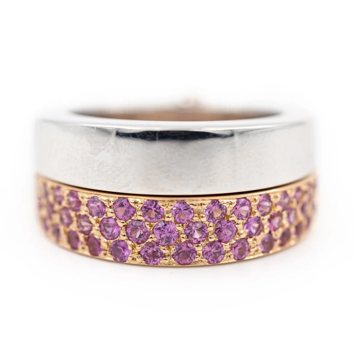 Bague O.J. PERRIN en or blanc et or rose, et saphirs