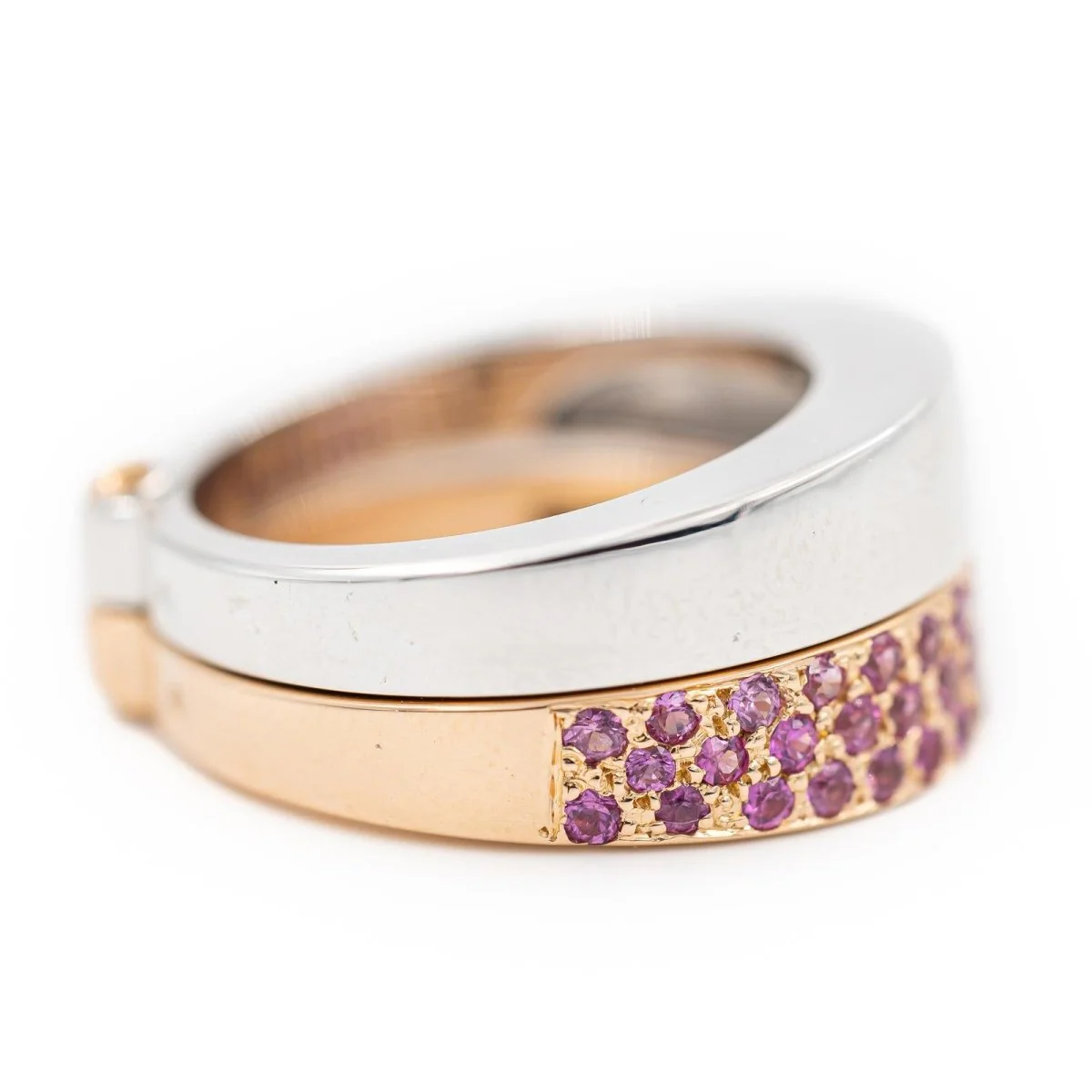 Bague O.J. PERRIN en or blanc et or rose, et saphirs - Image 2