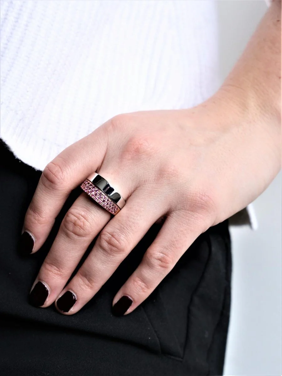 Bague O.J. PERRIN en or blanc et or rose, et saphirs - Image 7