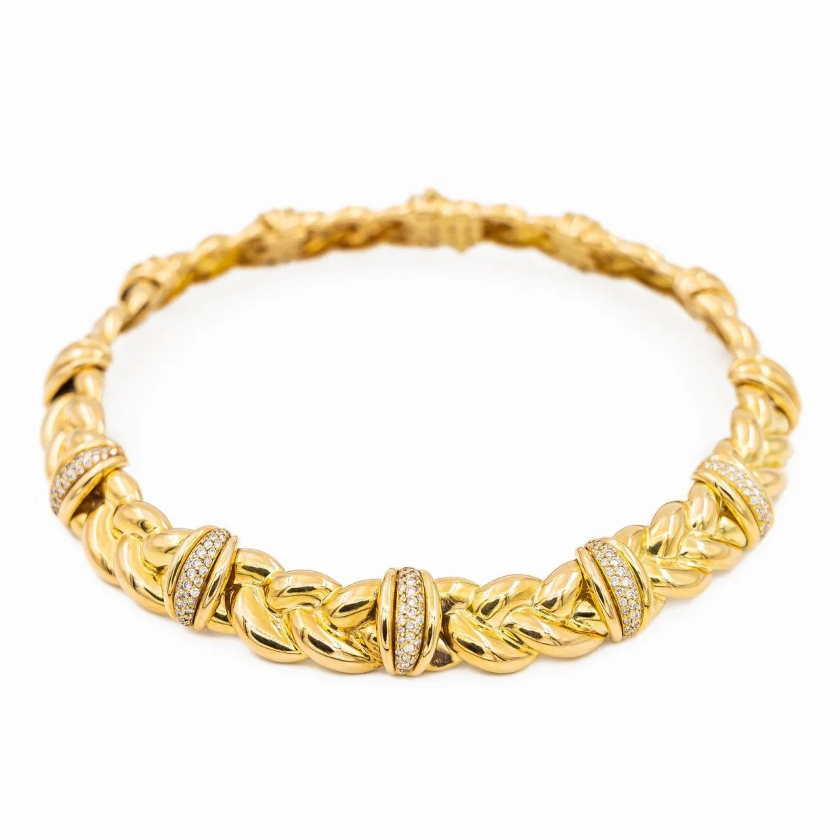 O.J. Perrin Collier Ras de cou Tressé Or jaune Diamant - Image 3