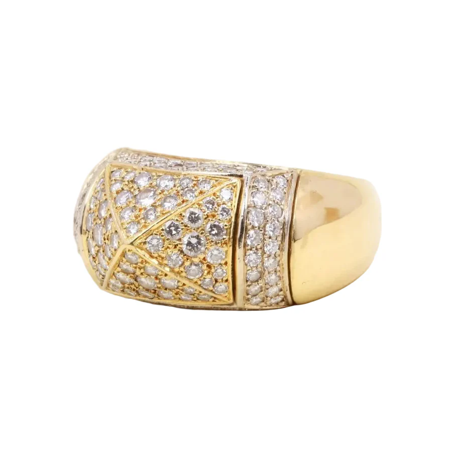Bague Dôme O.J PERRIN "Pyramide" en or jaune et diamants - Image 3