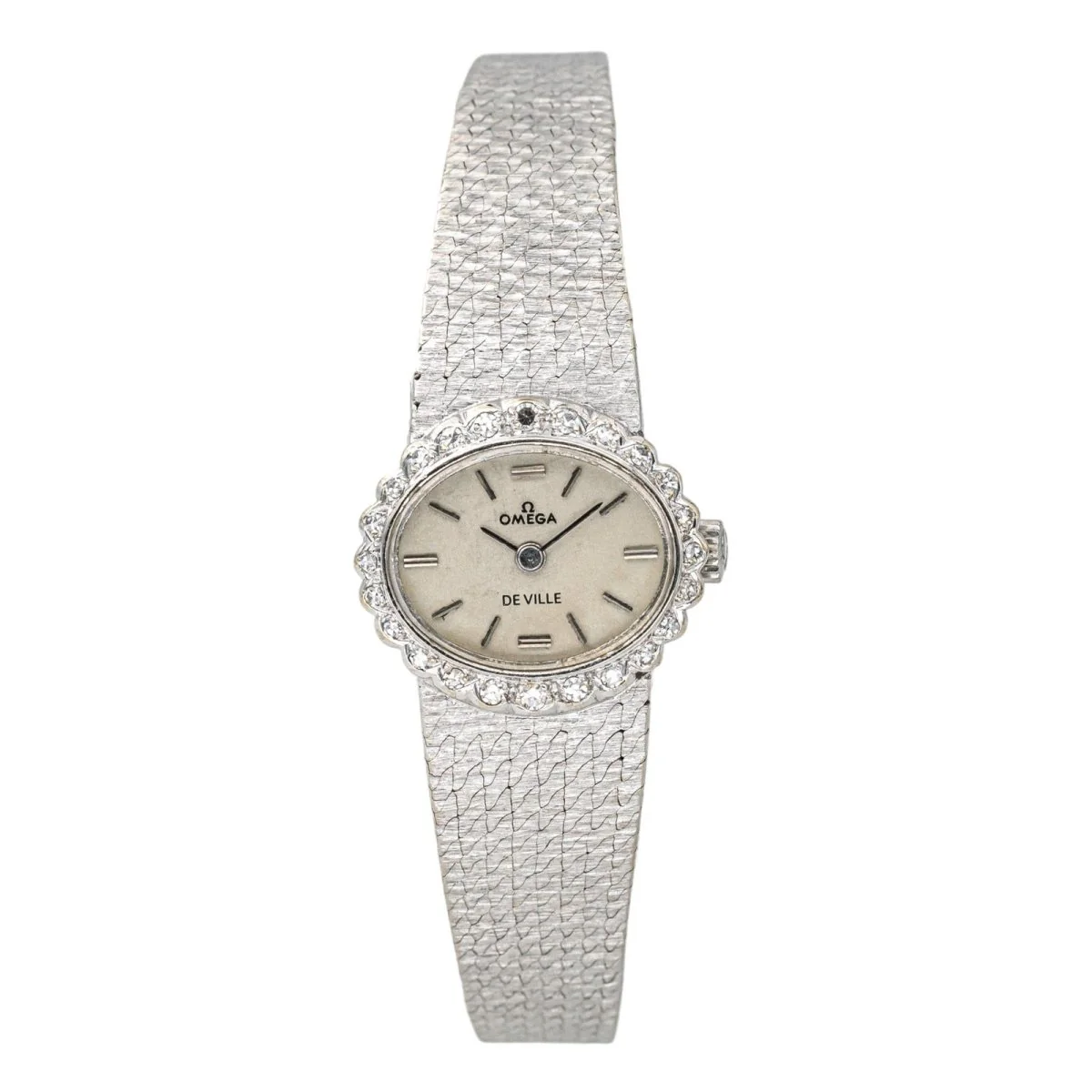 Montre OMEGA "De Ville" en or blanc, argent, saphir et diamant