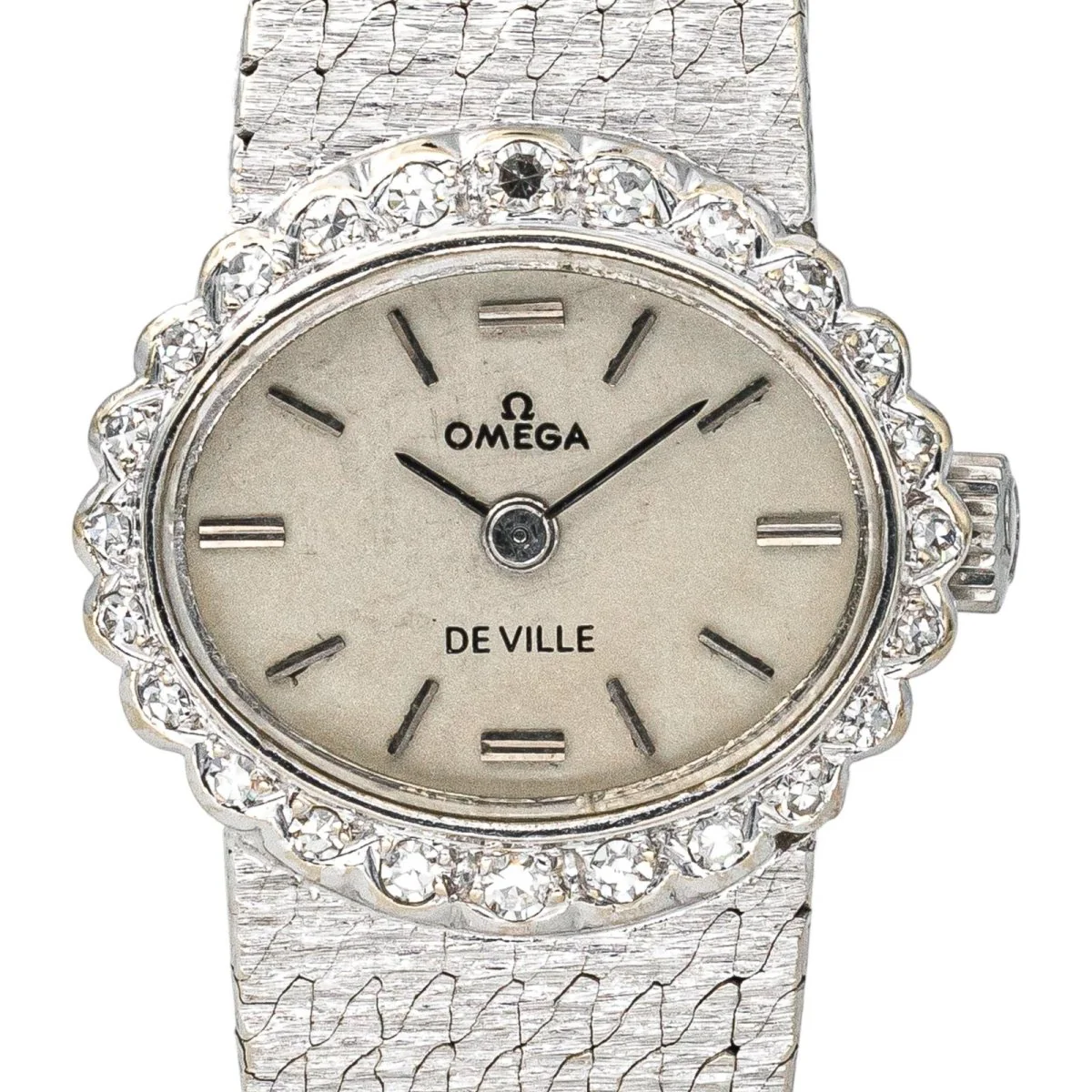 Montre OMEGA "De Ville" en or blanc, argent, saphir et diamant - Image 3