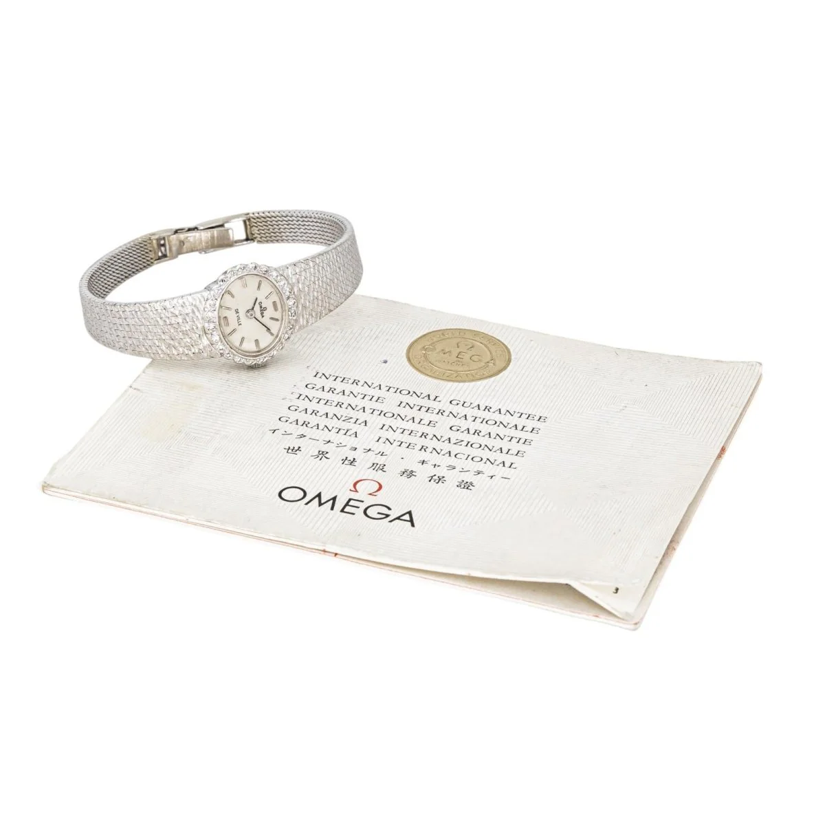 Montre OMEGA "De Ville" en or blanc, argent, saphir et diamant - Image 9