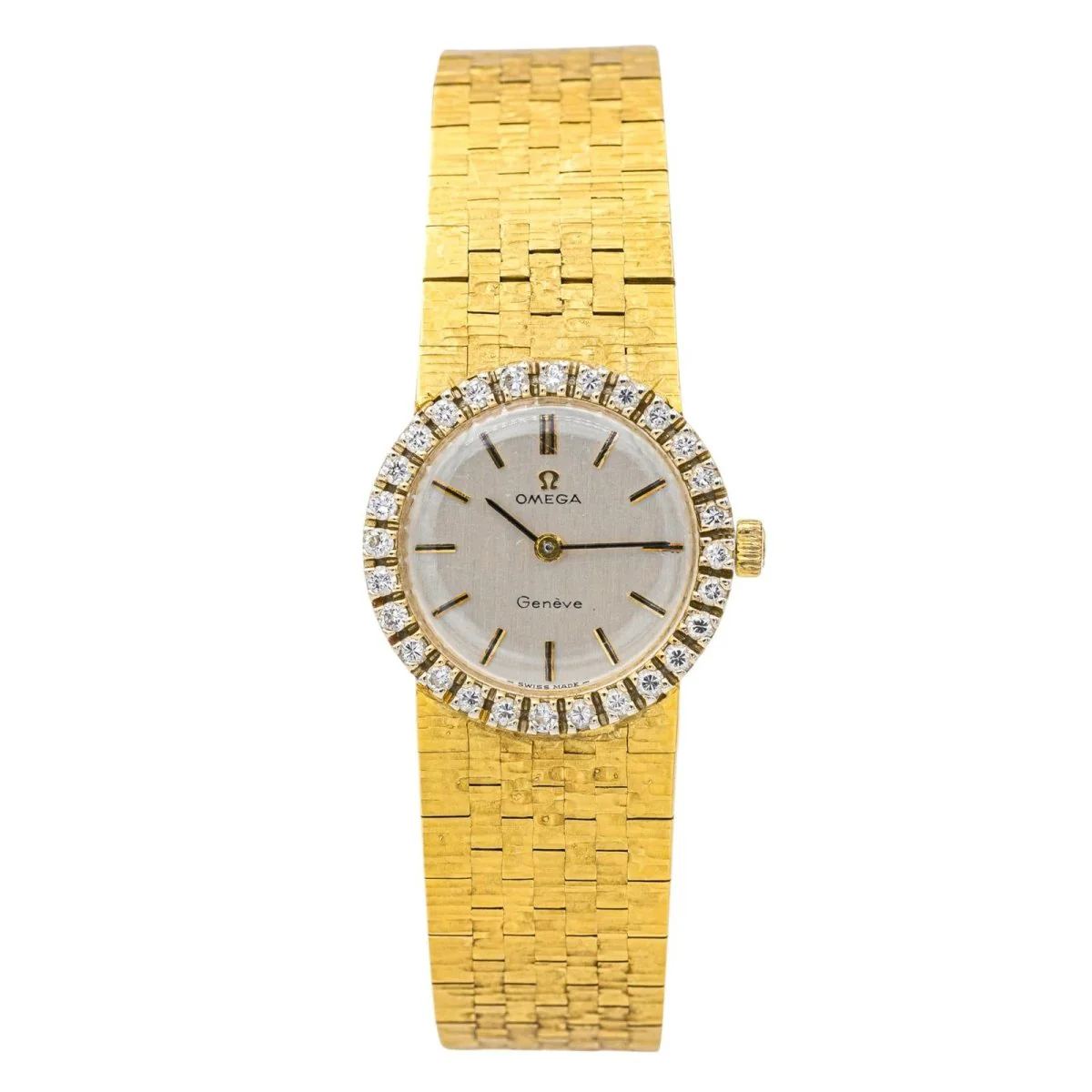 Montre OMEGA en or jaune, saphir et diamants