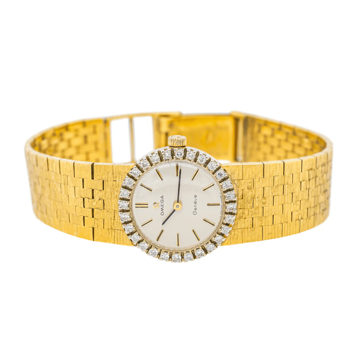 Montre OMEGA en or jaune, saphir et diamants - Image 4