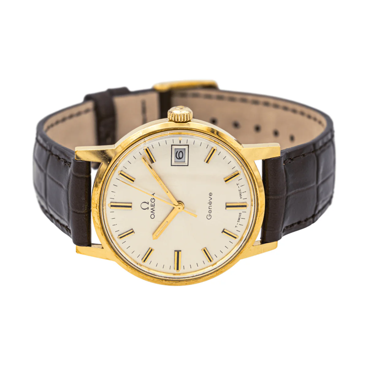 Montre OMEGA "Genève" en acier, cuir et plaqué or - Image 5