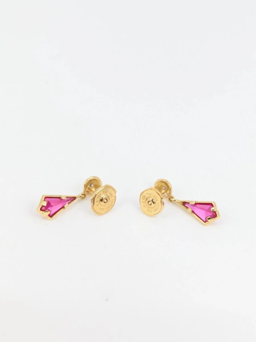 Paire de boucles d’oreilles Pendantes vintage en or et tourmaline - Image 4