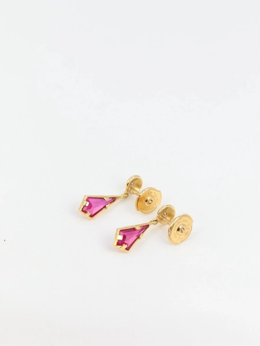 Paire de boucles d’oreilles Pendantes vintage en or et tourmaline - Image 5