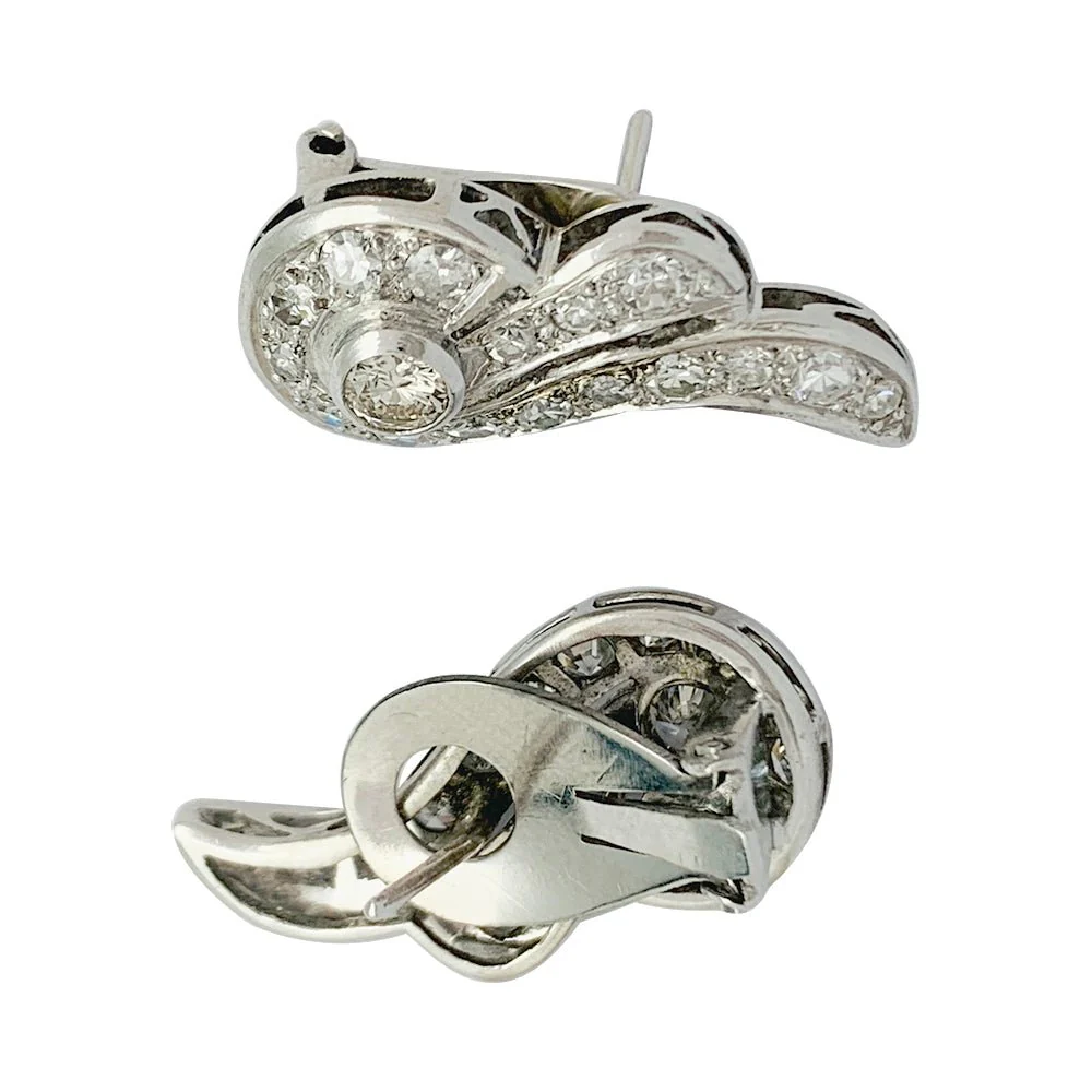 Paire de boucles d'oreilles Art Déco en platine - Image 3