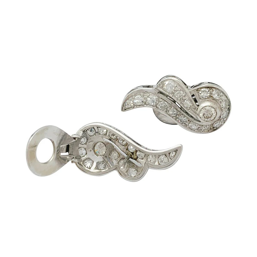 Paire de boucles d'oreilles Art Déco en platine - Image 5