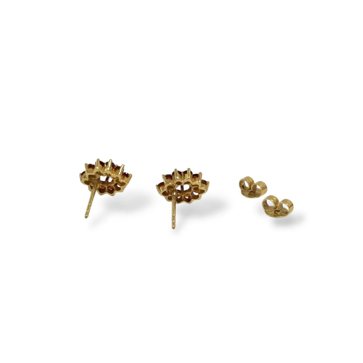 Boucles d'oreilles marguerite en or jaune et grenat - Image 4