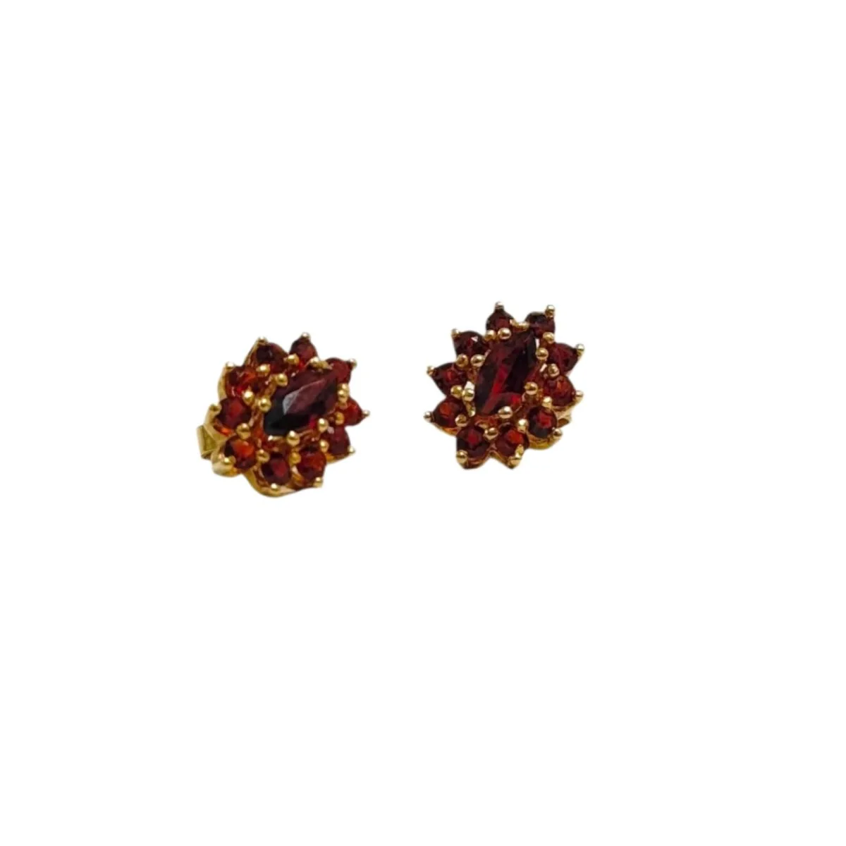 Paire de boucles d'oreilles en or jaune et grenats - Image 3
