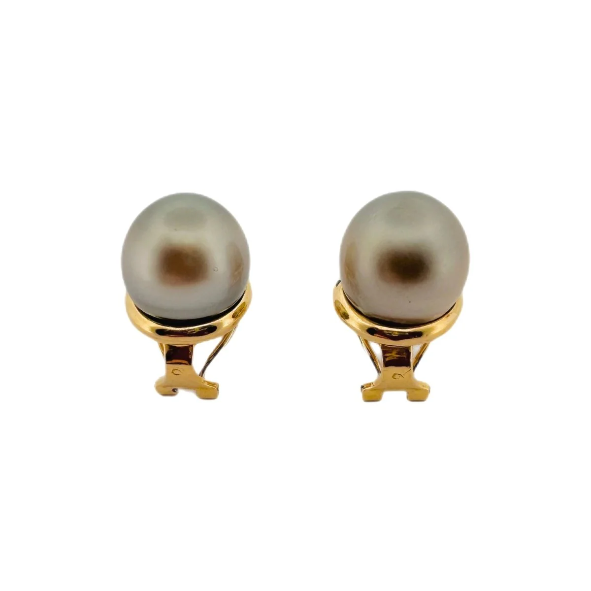 Paire de boucles d'oreilles Clips en or jaune et perles de Tahiti