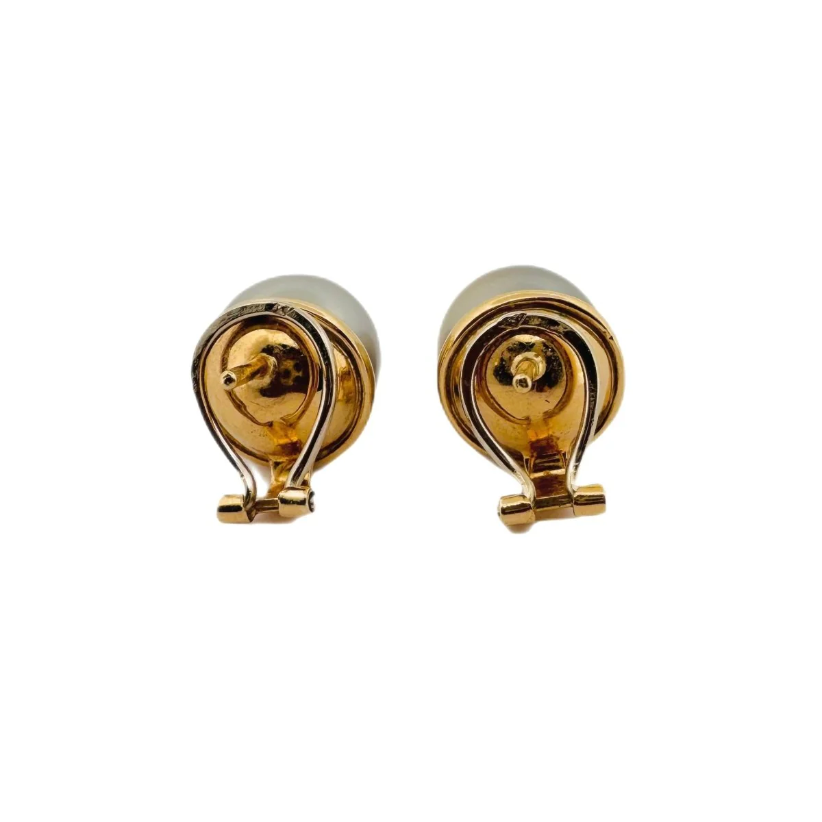 Paire de boucles d'oreilles Clips en or jaune et perles de Tahiti - Image 4