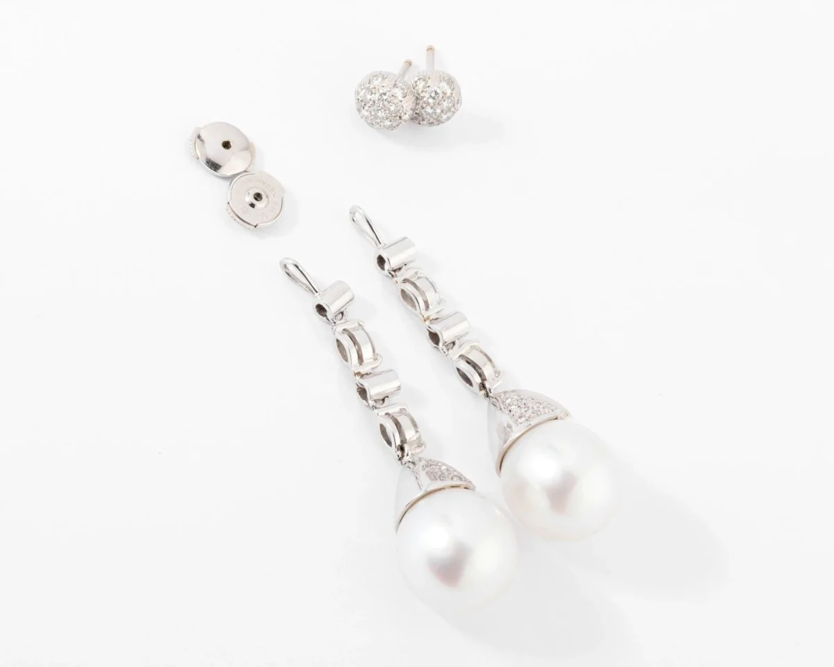 Paire de boucles d'oreilles en Perles Akoya et diamants - Image 3