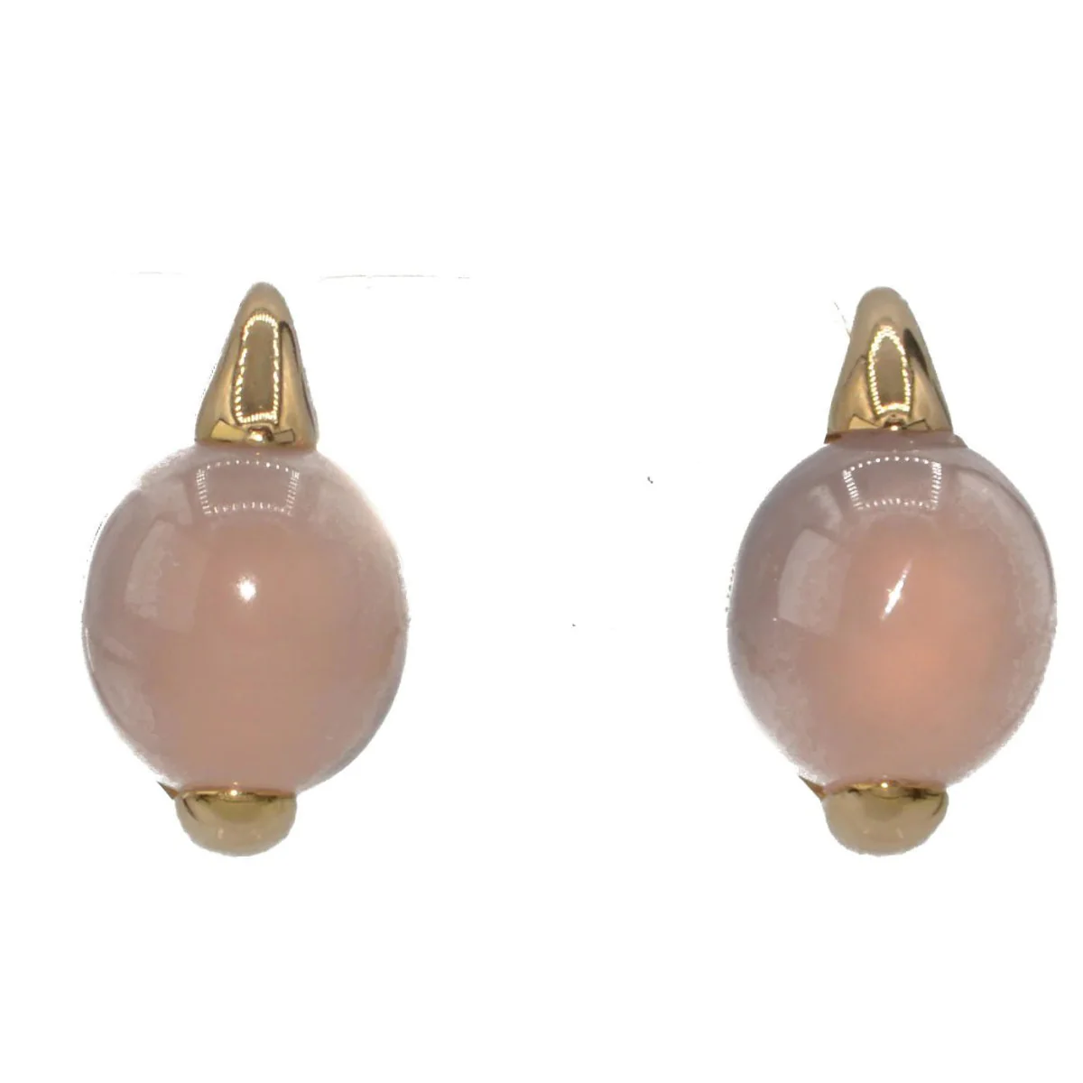 Paire de boucles d'oreilles or rose Pomellato et quartz rose